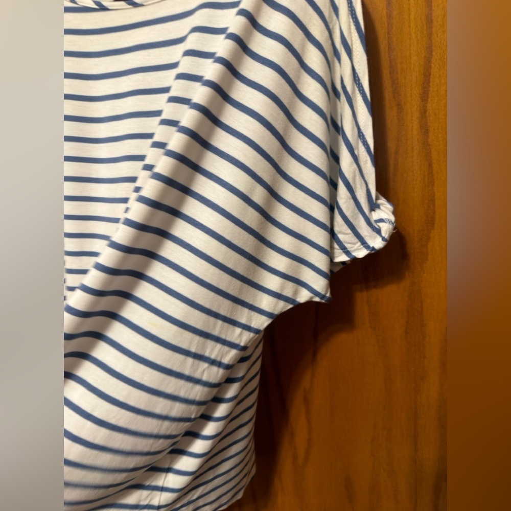 Colette Blue and White Striped Cold Shoulder Top from Stitch Fix Size Large - Picture 7 of 9
